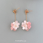 ゆらゆら♪ミックス桜とローズクォーツのピアス（リボン無し）