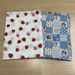 現品限り⑦‼️w60×40cm ランチョンマット 2枚　白リボン　いちご　水色 チェック ドット イチゴ　苺 小花 花柄 女の子 小学校 