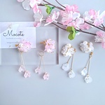 【2way】桜  ゴールド  ピンクグラデーション  ホワイト  パール  オーロラ  花びら 春  ピアス / イヤリング