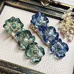 ブルー＆グリーンの輝き 〜オーシャンブロッサム ヘアクリップ フラワー
