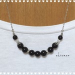 【再販】天然石オニキス with SWAROVSKI のネックレス