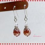 天然石オーラレッドアゲート with SWAROVSKI のピアス／イヤリング