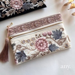 new✨インド刺繍リボン♡マルチポーチ✨elegant ivory 