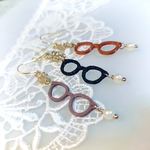 *sousou*べっこうなメガネピアス　イヤリング可