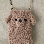 r様オーダー  ブラウンプードルちゃんあみぐるみスマホポシェット🐩