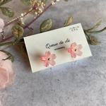 【再販・ノンホールピアス】さくら　桜　一粒　春のアクセサリー　ピンクのグラデーション