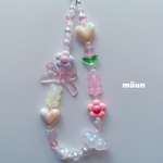 🧸💛⑅*春カラーストラップ　アクセサリー　ビーズ　ストラップ　ピンク　ピンクアクセサリー