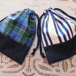 お給食袋・２枚セット／青系ツートン・紺【o72】