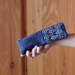 こぎん刺しデニムリメイクペンケース☺︎そろばん【刺し子☺︎刺繍】メガネケース⌘受注製作⌘