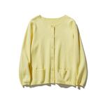 ★サンプルセール　1点のみ★1600円オフ★コットン100％カーディガン 手織りレース　明るい黄色　（054）