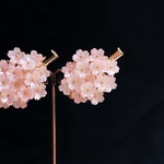 立体桜のヘアクリップ 桜満開 ピンク色