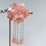 【新色】桜花玉のヘアクリップ　桜吹雪下がり付き