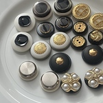 モノトーン＋メタリック　ヴィンテージオリジナル　カボション　10ペア　ハンドメイド素材　ボタン　まとめ売り　アクセサリー変更可能
