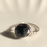 シュンガイトAAA◇ぐるぐる◇サイズオーダー◇ワイヤーリング◇シルバー　指輪