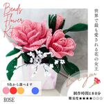 ビーズフラワーキット  ローズ 　かすみ草付き　※花器は含みません「大きな文字と写真で分かるかんたんレシピ」付き