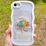 【再販】虹色　インナーシート　ドライフラワー　スマホ　ミニブーケ　iPhone ブルー