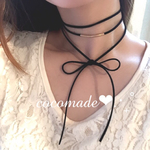 【スターダスト】パイプ付✴︎ラリエット✴︎ロングリボンチョーカー✦ฺ.⚪️︎ブラック 黒