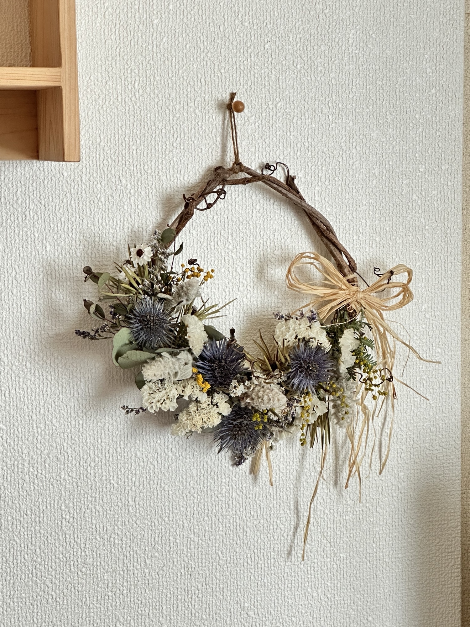 ドライフラワー春のスワッグ♡ミモザ．クリスマスローズ.かすみ