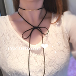【ゴールド】パイプ付✴︎ラリエット✴︎ロングリボンチョーカー✦ฺ.⚪️︎ブラック  黒