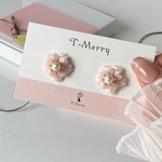 花びら重なる八重桜ピアス　パールでエレガントに　フォーマル使いにも 【イヤリングにも変更可】