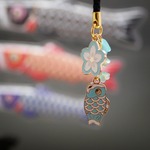 桜と鯉のぼり🎏（水色）　春のストラップ　　　