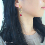 紅い実リーフ イヤリング