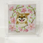 【作品】クロスステッチ（柴犬）フレーム付き