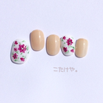 再販☆栗色×小花柄ネイルチップ