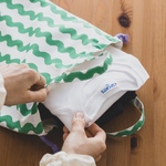 体操服入れ　体操服袋　入園　入学　お着替え入れ　持ち手付き巾着　巾着バッグ　ストライプ　男の子　グリーン　緑　単品　おしゃれ　個性的