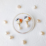 猫ピアス （イヤリング）　三毛猫パール　 〜 あなたの耳元に愛らしさを 〜