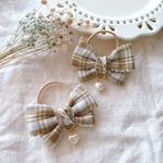 ＊papillon＊ チェック柄Wハーフリボン ヘアゴム 2個セット