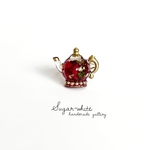 🌹🫖Tea time 〜 指先お茶会 Ring 《 Rose tea 》 ✵ティーポット の 指輪 ドライフラワー 揺れるストーン フリーリング 