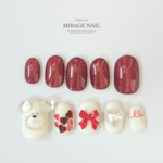 【 size order 】#9  nail tip　Bear × red  🧸🫧‪ 落書きネイル 韓国ネイル  ネイルチップ 推しネイル 赤ネイル　