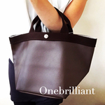 合皮トート ブラウン×ブラウン サイズM