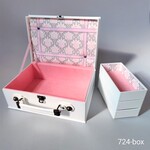 トランク型 ボックス 白×桃＊重ね小箱３個セット