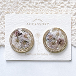 ドライフラワー　レジン　かすみ草　レースフラワー　リング　サークル　花　ボタン　ピアス　イヤリング