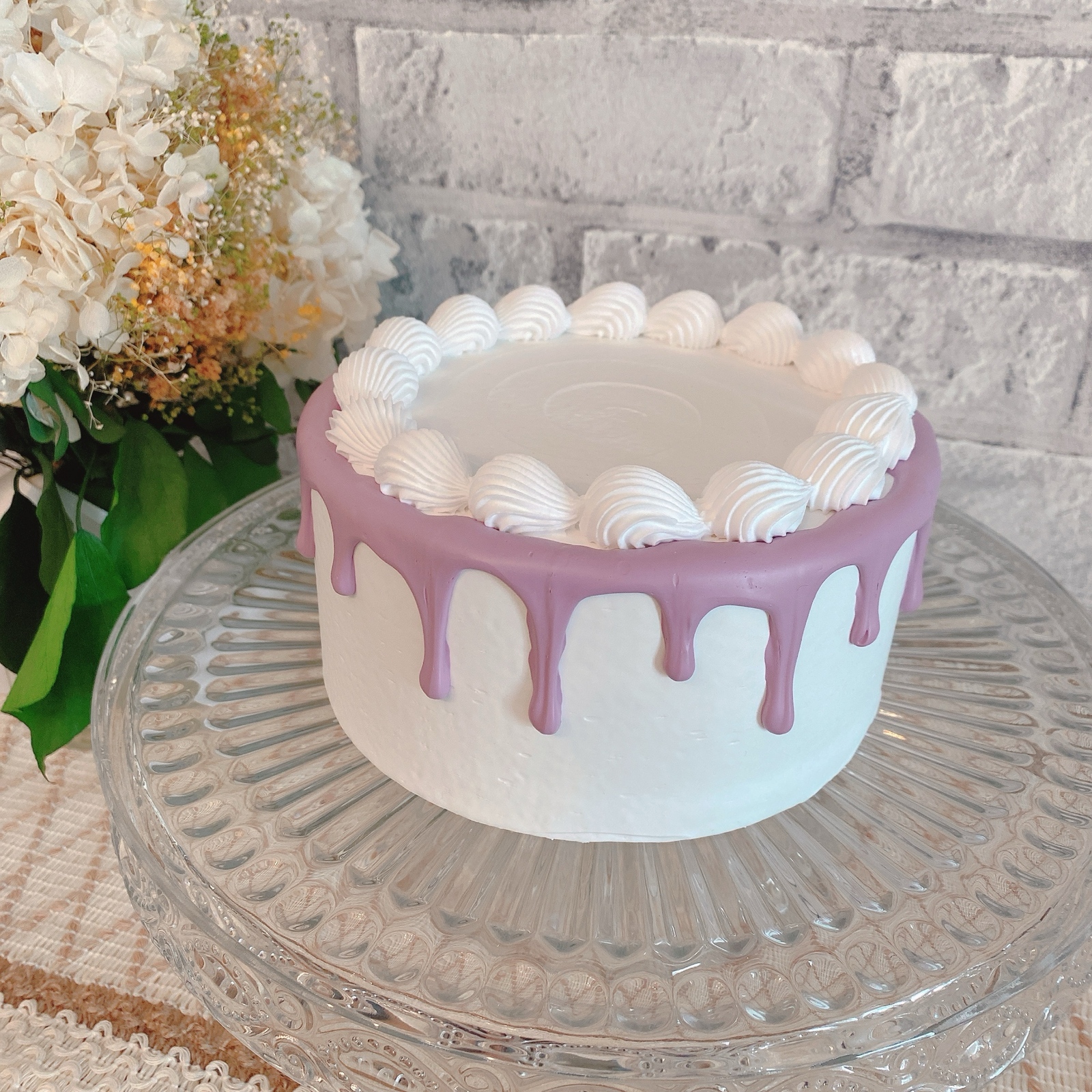 クレイケーキ 紫 15cm ドリップケーキ お誕生日 推し活 ウェディング