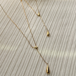 ネックレス  ステンレス　18KGP   ゴールド  gold   チェーン  デイリー  シンプル  モード  大人   可愛い  綺麗  オフィス  華奢  Y字   しずく　アレルギー対応　