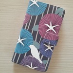 ほぼ全機種対応　手帳型スマホケース　スマホカバー（対応専用ケース、カメラホール付）文鳥　朝顔　和柄