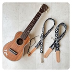 ウクレレストラップ［ダマスク柄アニマル］【首の凝らないフック式・アジャスター付／布製ピン式】