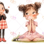 オリジナルステッカー　キュートガール　コラージュ素材　6枚12人