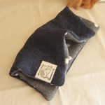 再販*８重ガーゼ大判ハンカチ*大人色*navy*ネコ*🐈*シンプル