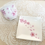 ふんわり桜のお湯呑み＆プレート