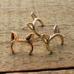 針付ピアス【ねこ耳】4個ゴールド