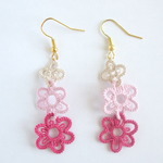 ３color flower pierced earring