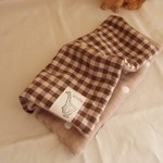 再販*６重ガーゼ大判ハンカチ*beigebrowncheck*キリン