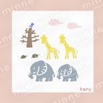 ダウンロード販売の絵/動物/「animals 01」/アイコン/キリン、ゾウ