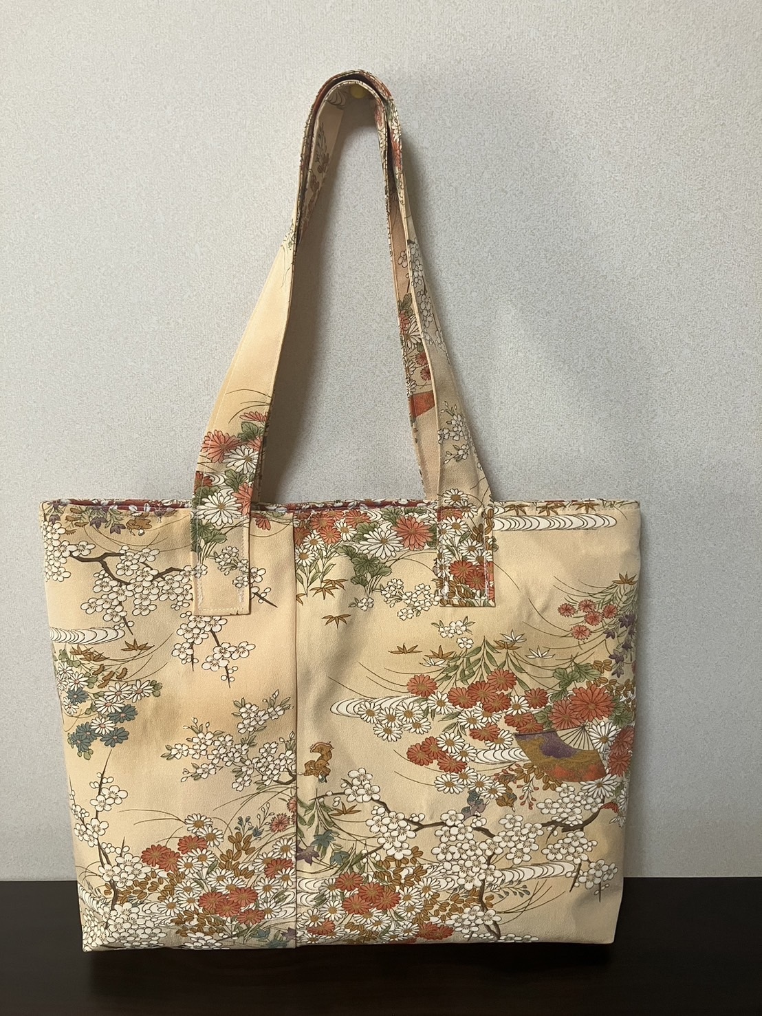 トートバッグ❤️着物リメイク❤️カメキチおばば様リクエストのお品です^_^6点 きんちゃくキモノトート PINKちりめん 着物リメイク 日月堂