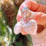 シルバー フープ イヤリング or ピアス ハート 白 ホワイト ボヘミアン boho サージカルステンレス 