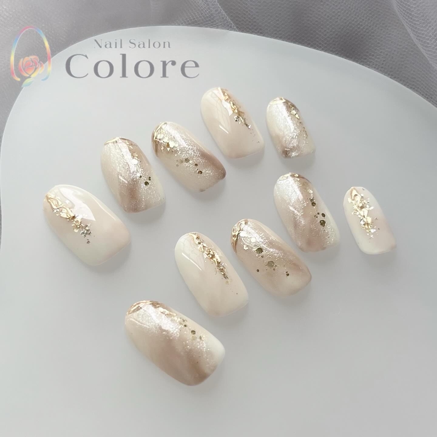 うるうるキラキラ紫陽花ニュアンスネイル 紫 ネイルチップ ミラー